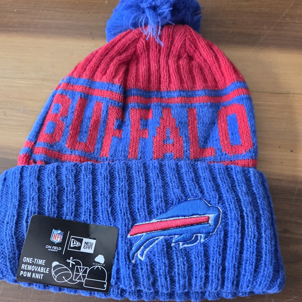 Buffalo Bills Pom Knit Beanie - Red and Blue